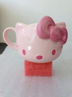 Hello Kitty 3D Sculpted Pink Bow Drinking Cup Ceramic Mug 20 oz Rare!